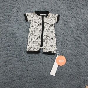 Dream Big Little Co Romper Baby 0-3 Months Farm Animal Bamboo Front Zip NWT